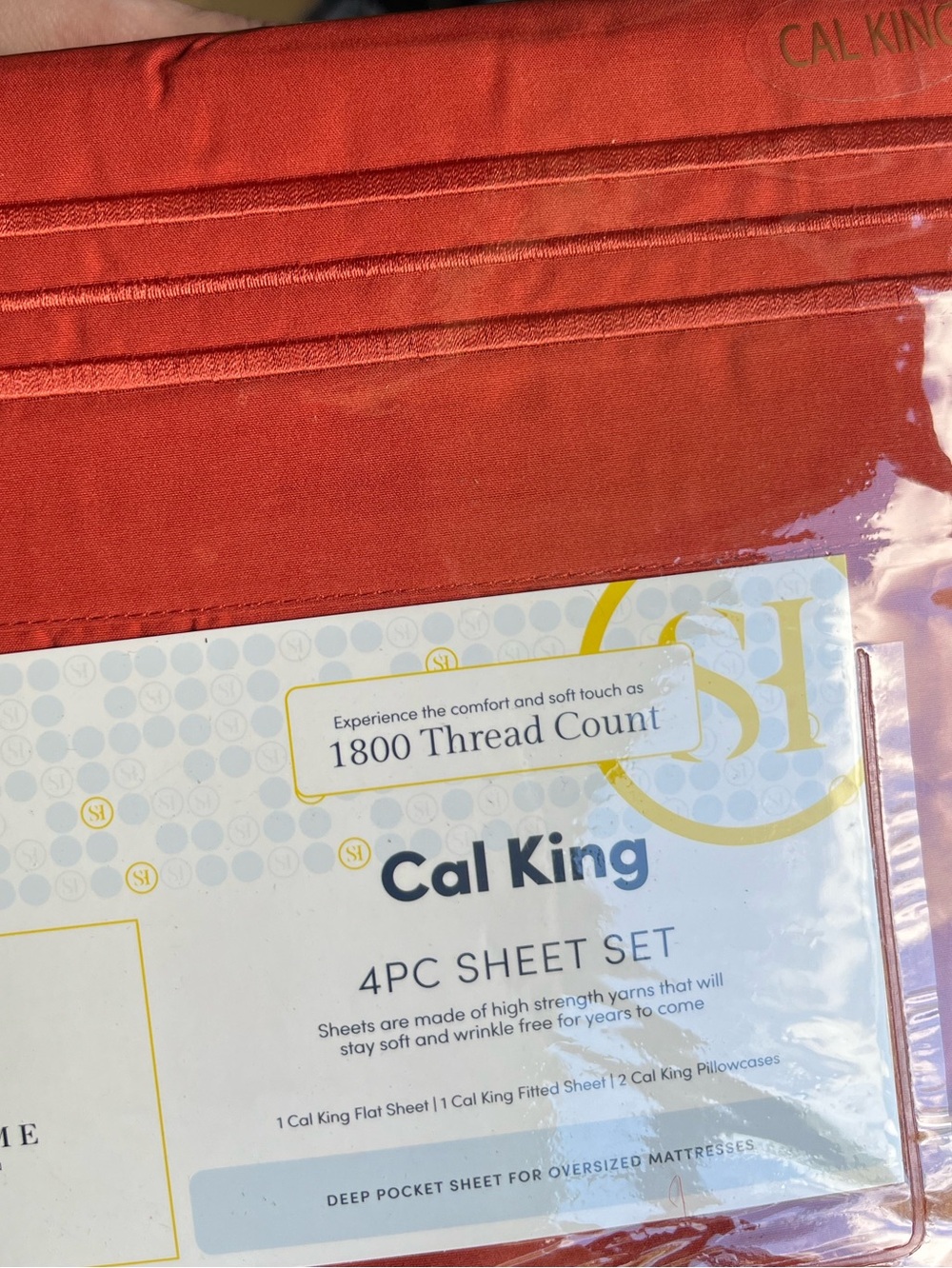 Rust Cal King Sheet Set 1800 Thread Count New - Picture 2 of 4